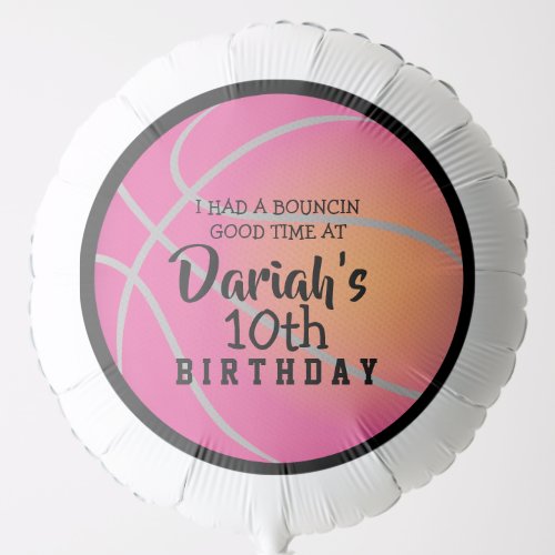 PINK BASKETBALL ROUND Birthday Party Gift Balloon