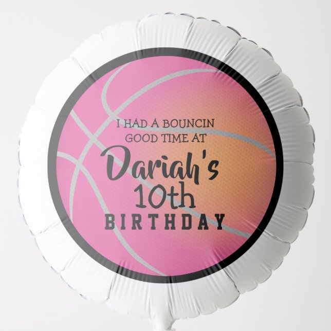 PINK BASKETBALL ROUND Birthday Party Gift Balloon (Front)