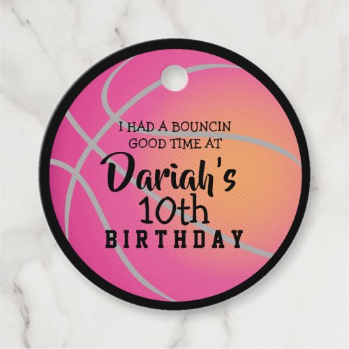 PINK BASKETBALL ROUND Birthday Party Invitation Favor Tags