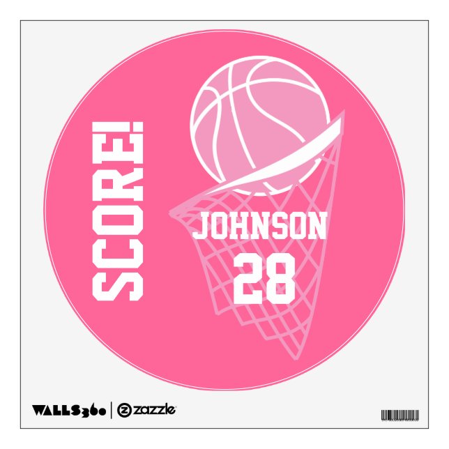 Pink Basketball Score Wall Decal (Front)