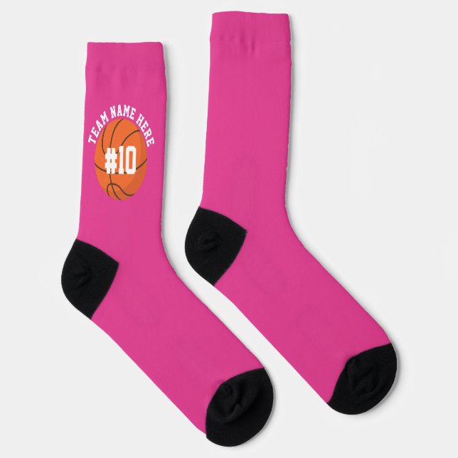 Pink Basketball Socks Team Player Sports Birthday (Right)