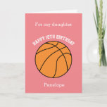 Pink Basketball Sport 12th Birthday Card<br><div class="desc">A pink personalized basketball 12th birthday card for daughter, granddaughter, niece, etc. You will be able to easily personalize the front with her name. The inside reads a birthday message, which you can easily edit as well. You can personalize the back of this basketball birthday card with the year. This...</div>