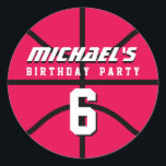 Pink Basketball Sticker Sports Kids Birthday Party<br><div class="desc">Personalized basketball sticker for sports fans,  star athletes and players. Great for kids birthday party or any events with sports theme. Colorful and cool ball sticker. This will be a perfect addition to your event decoration and and a unique and fun thank you label for the guests.</div>