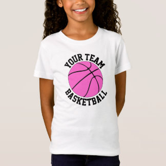 Pink Basketball Team Name, Player and Number Girls T-Shirt