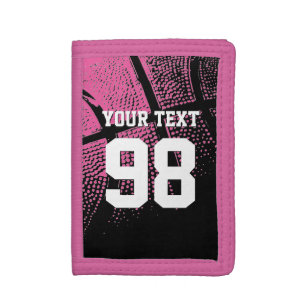 Pink basketball wallet with custom jersey number
