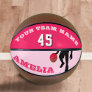Pink Basketball with Team Name Number