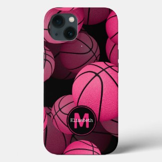 pink basketballs girls' personalized iPhone case