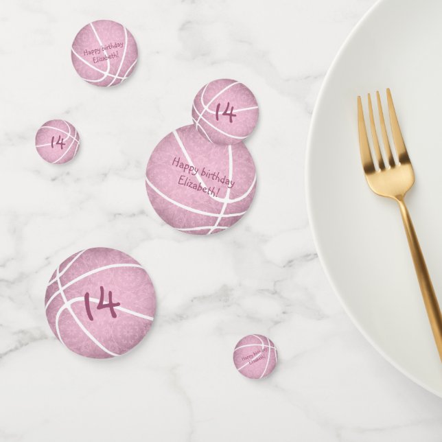 pink basketballs girls sports party confetti (Group)