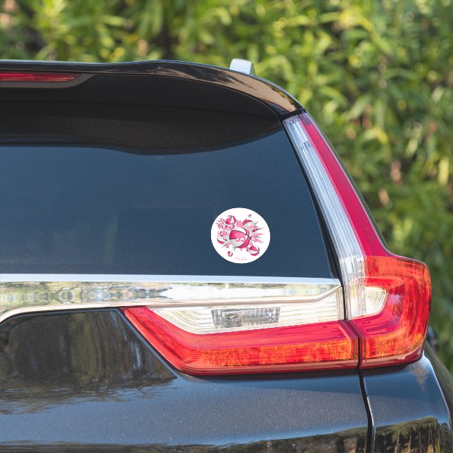 pink basketballs stars athlete name  sticker (Car Side)