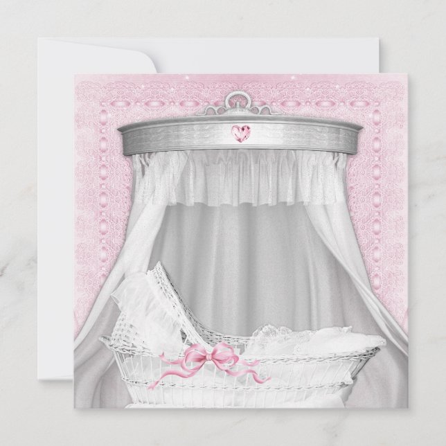 Pink Bassinet Baby Shower Invitation (Front)