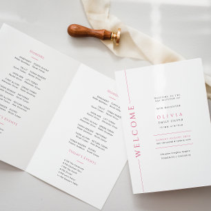 Pink Bat Mitzvah Folded Program Booklet