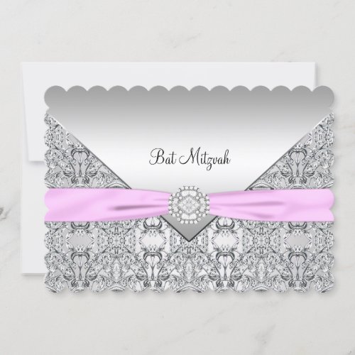 Pink Bat Mitzvah Invitation