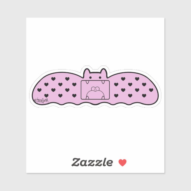 Pink Bat Shaped Bandage Sticker (Sheet)