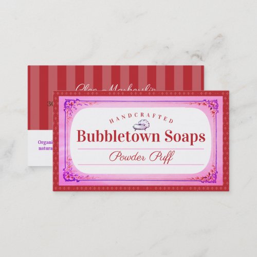  Pink bath body handcrafted homemade soap scent Business Card