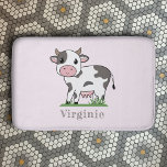 Pink Bath Mat With A Cute Cow at Zazzle