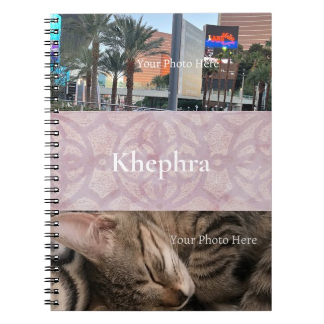 Pink Batik Name and Photo Collage Notebook (Front)