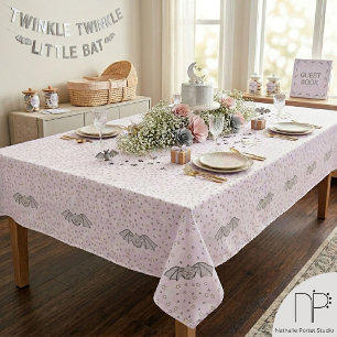 Pink Bats Spooky Cute Halloween Tablecloth