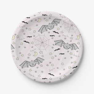 Pink Batty, Stars & Moons Spooky Cute Paper Plates