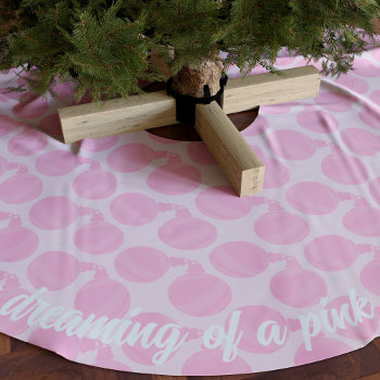 Pink Bauble Holiday Ornament Christmas Pattern Brushed Polyester Tree Skirt by mothersdaisy at Zazzle