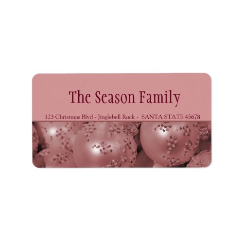 Pink baubles Christmas address Label
