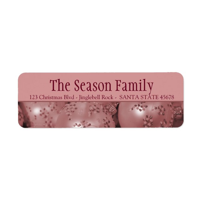 Pink baubles Christmas address Label (Front)