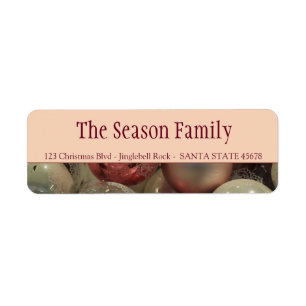 Pink baubles Christmas address Label