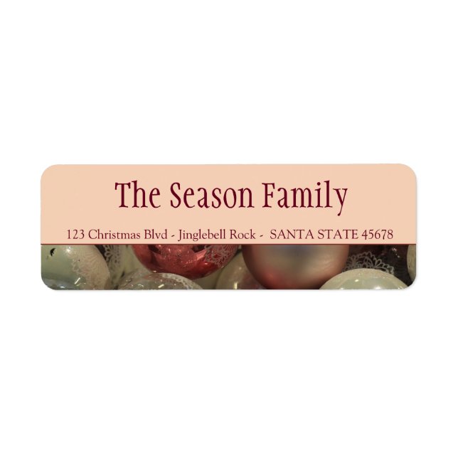 Pink baubles Christmas address Label (Front)
