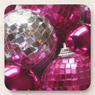 Pink Baubles cork back coaster