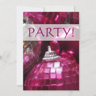 Pink Baubles 'Party!' invitation
