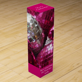 Pink Baubles Text wine gift box pink