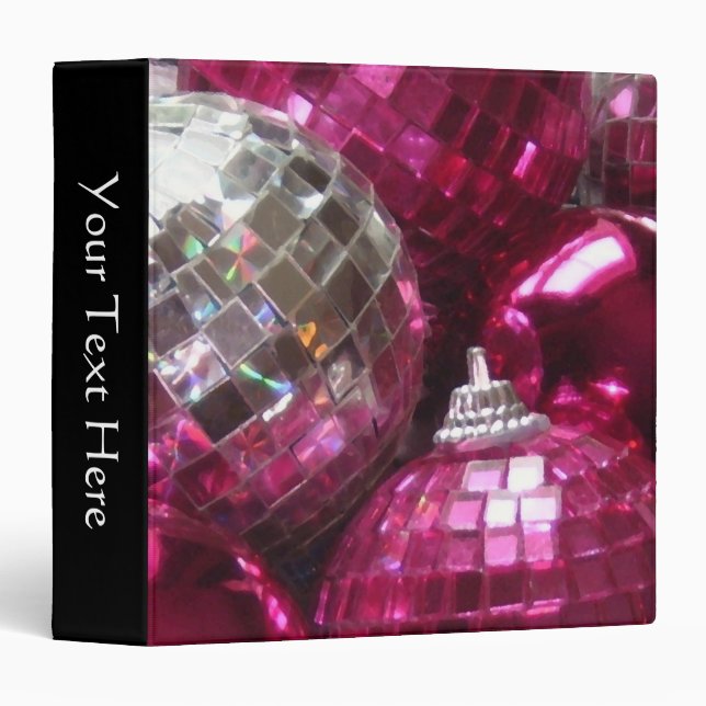 Pink Baubles 'Your Text' binder black (Front/Spine)