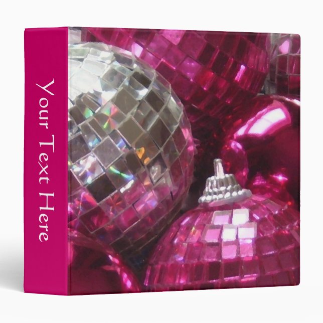 Pink Baubles 'Your Text' binder pink (Front/Spine)