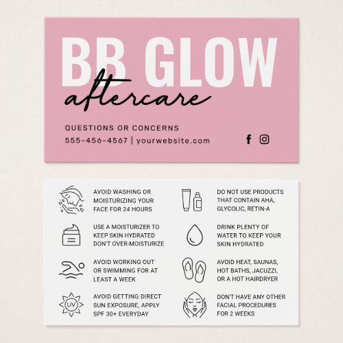 Pink BB Glow Facial Instruction Card