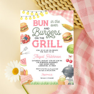 Pink BBQ Baby Shower Invitation - Bun in the Oven