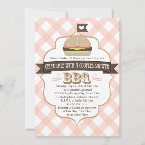 Pink BBQ Couples Wedding Shower Invitations