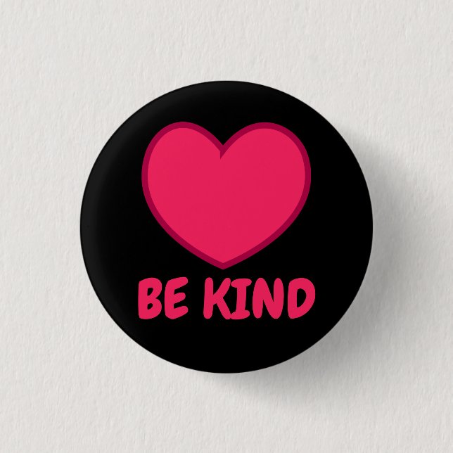 Pink Be Kind - Heart Shape Button (Front)