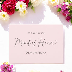 Pink Be My Maid of Honor Script Invitation