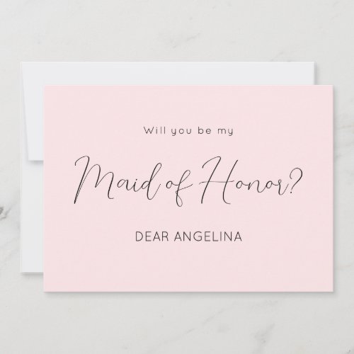 Pink Be My Maid of Honor Script Invitation