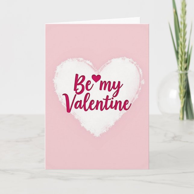 Pink Be My Valentine Love Card (Front)