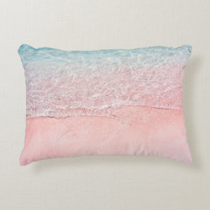 Pink Beach and Splash Wave Accent Pillow