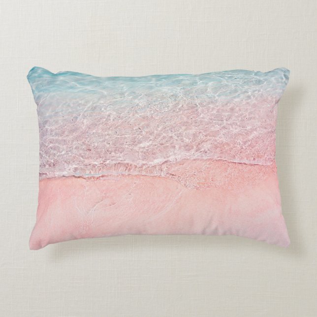 Pink Beach and Splash Wave Accent Pillow (Front)