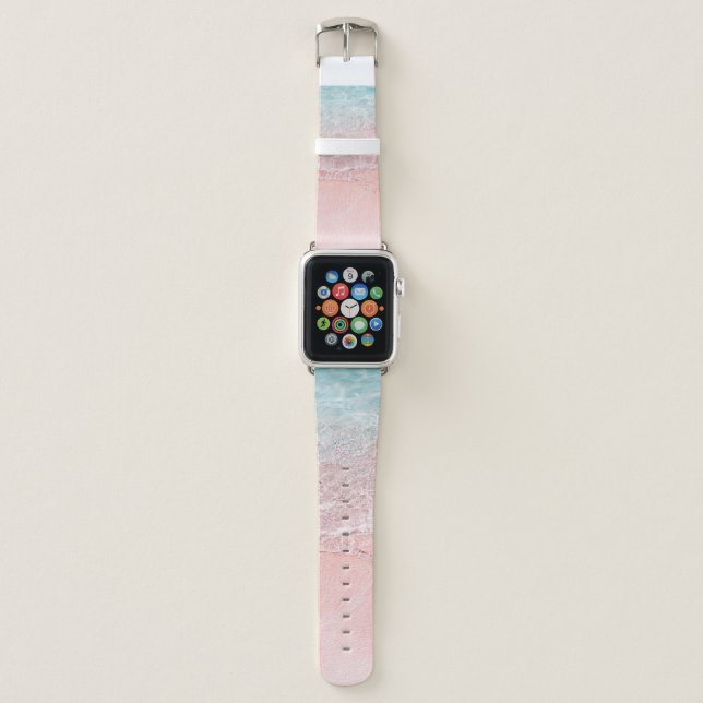Pink Beach and Splash Wave Apple Watch Band (Front)