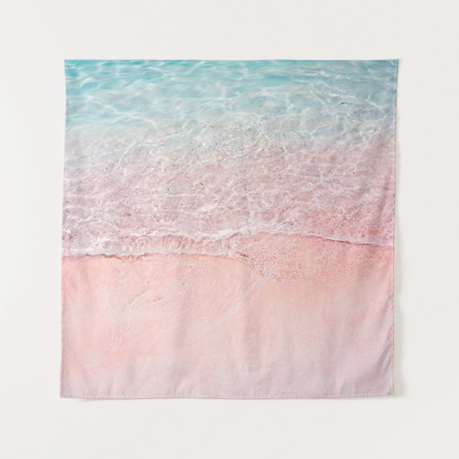 Pink Beach and Splash Wave Tapestry (Front)