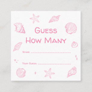 Pink Beach Baby Shower Guess How Many Game Enclosure Card