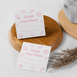 Pink Beach Baby Shower Guess How Many Game  Enclosure Card