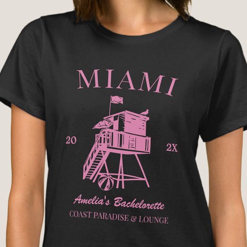 Pink Beach Bachelorette Party Girls Trip Custom T_Shirt