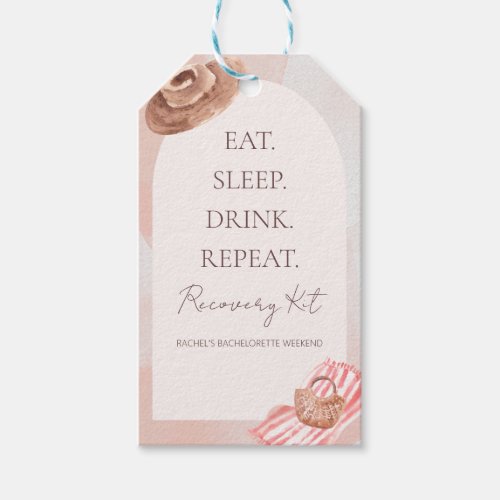 Pink Beach Bachelorette Recovery Kit Tag