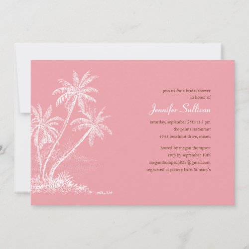 Pink Beach Bridal Shower Invitations