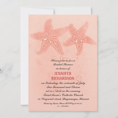 PINK BEACH BRIDAL SHOWER INVITATIONS