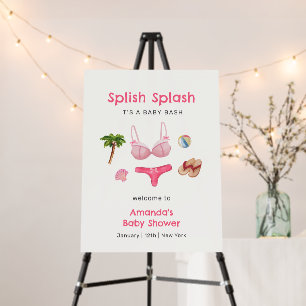 Pink Beach Bum Girl Baby Shower Welcome Sign